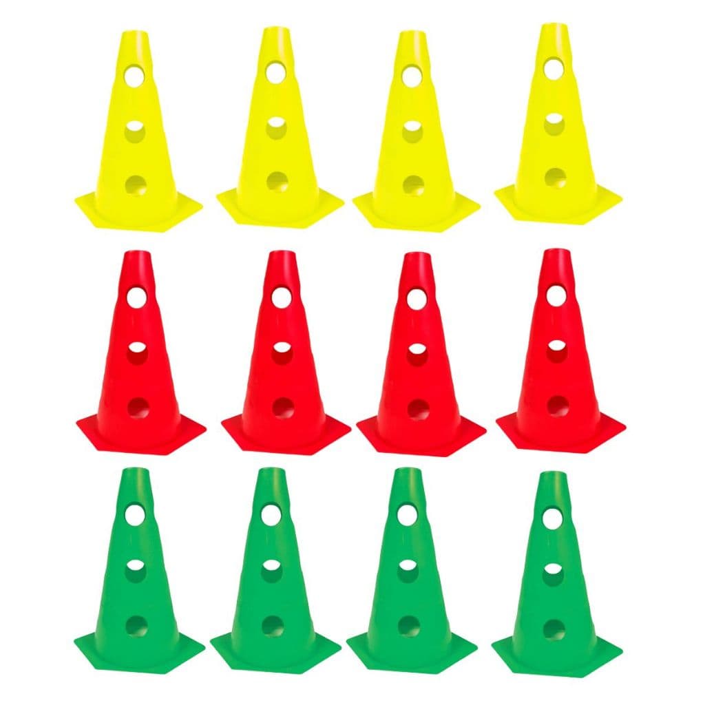 12x Mini Cone Sinalização Esportivo Furado Agilidade 23cm