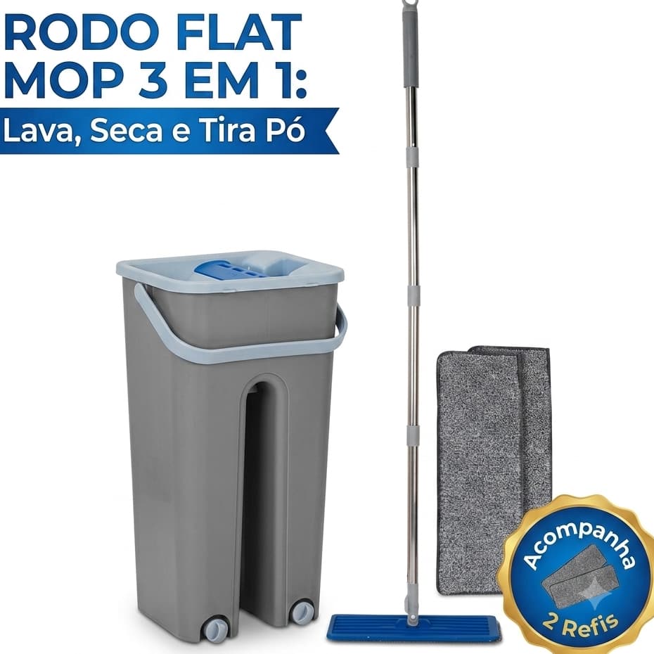 Rodo Mop Giratorio Com Balde Multifuncional Sistema De Lava Seca Com 2 Refis Sortidos