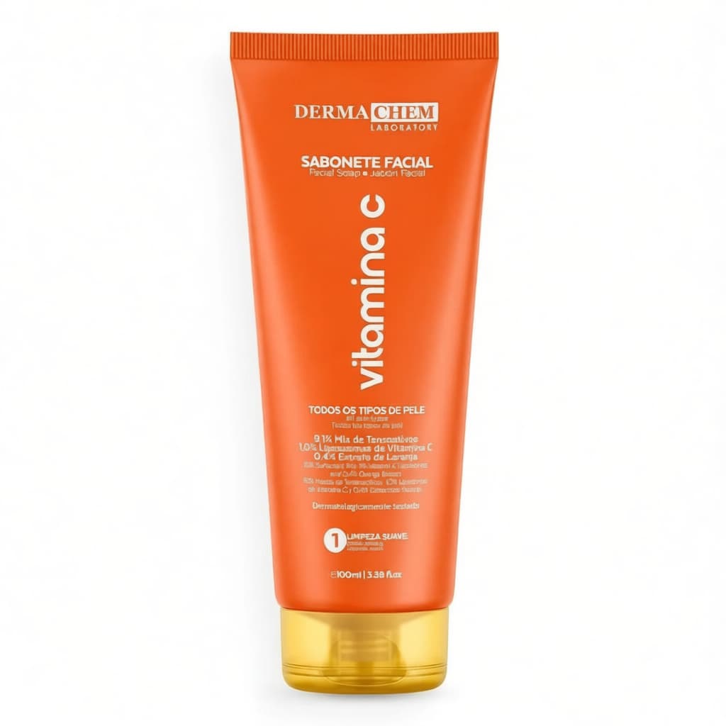 Sabonete Facial Dermachem com Vitamina C 100ml - Limpeza Suave e Eficaz - Laranja