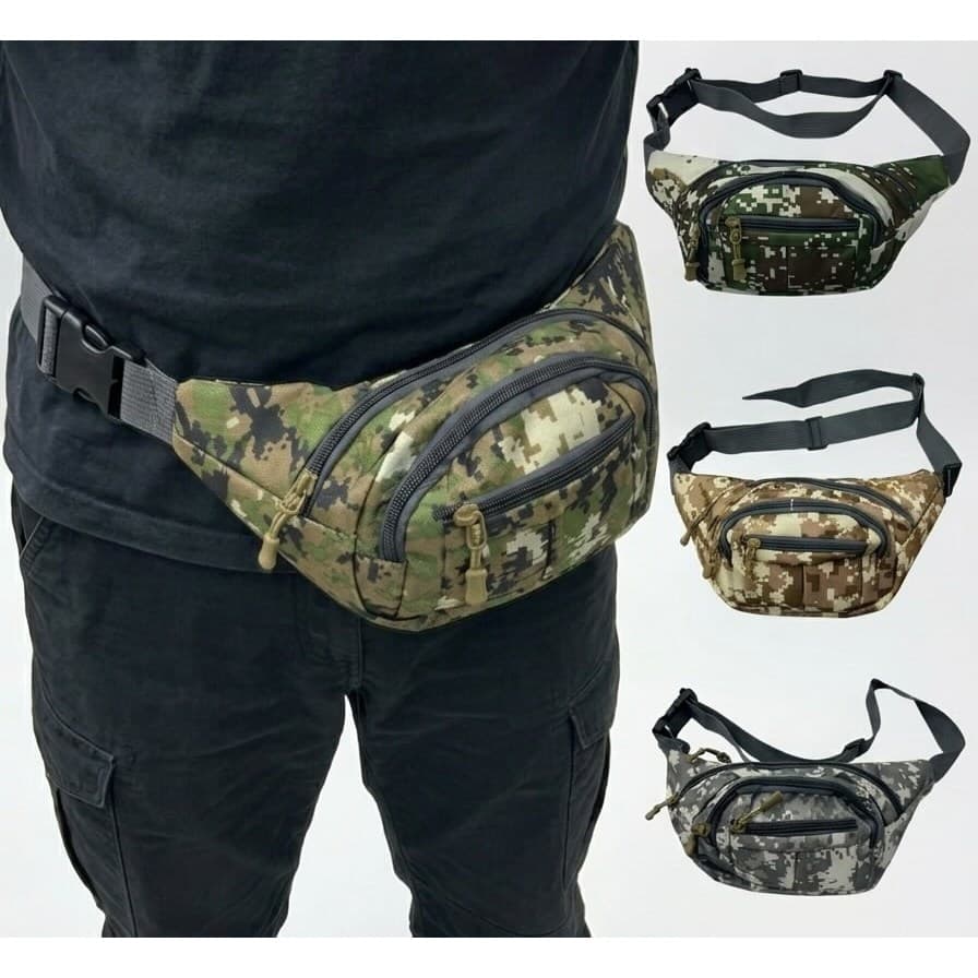 POCHETE UNISSEX CAMUFLADA DE LONA COM DIVISORIAS