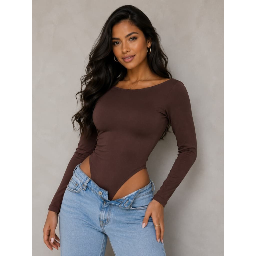Body Feminino Manga Longa Segunda Pele Com Bojo Decote Costas Tamanho Único 36 ao 44