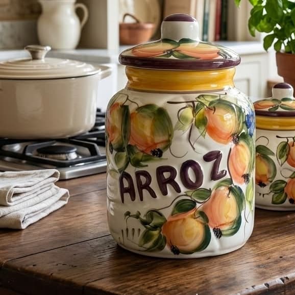 Pote Para Arroz em Cerâmica Artística