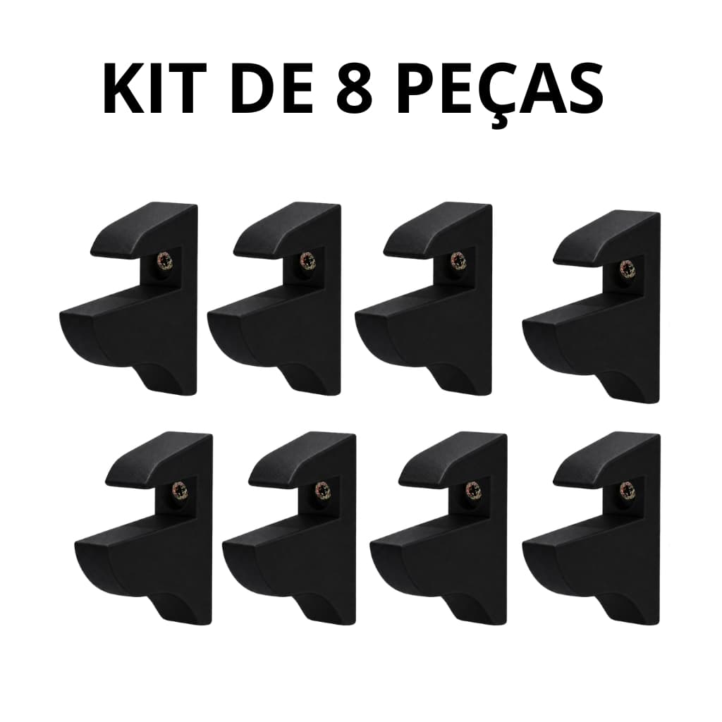Kit 8 Suportes Bico de Tucano Branco Para Prateleira Vidro MDF Reforçado