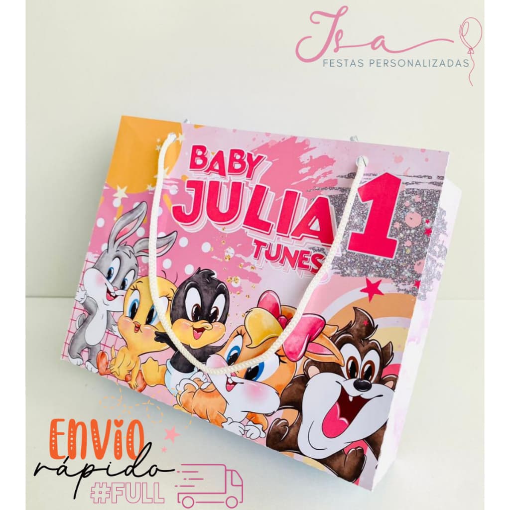 Sacolinhas Baby Looney Tunes Meninas Personalizadas Kit Festa Infantil Pegue e Monte