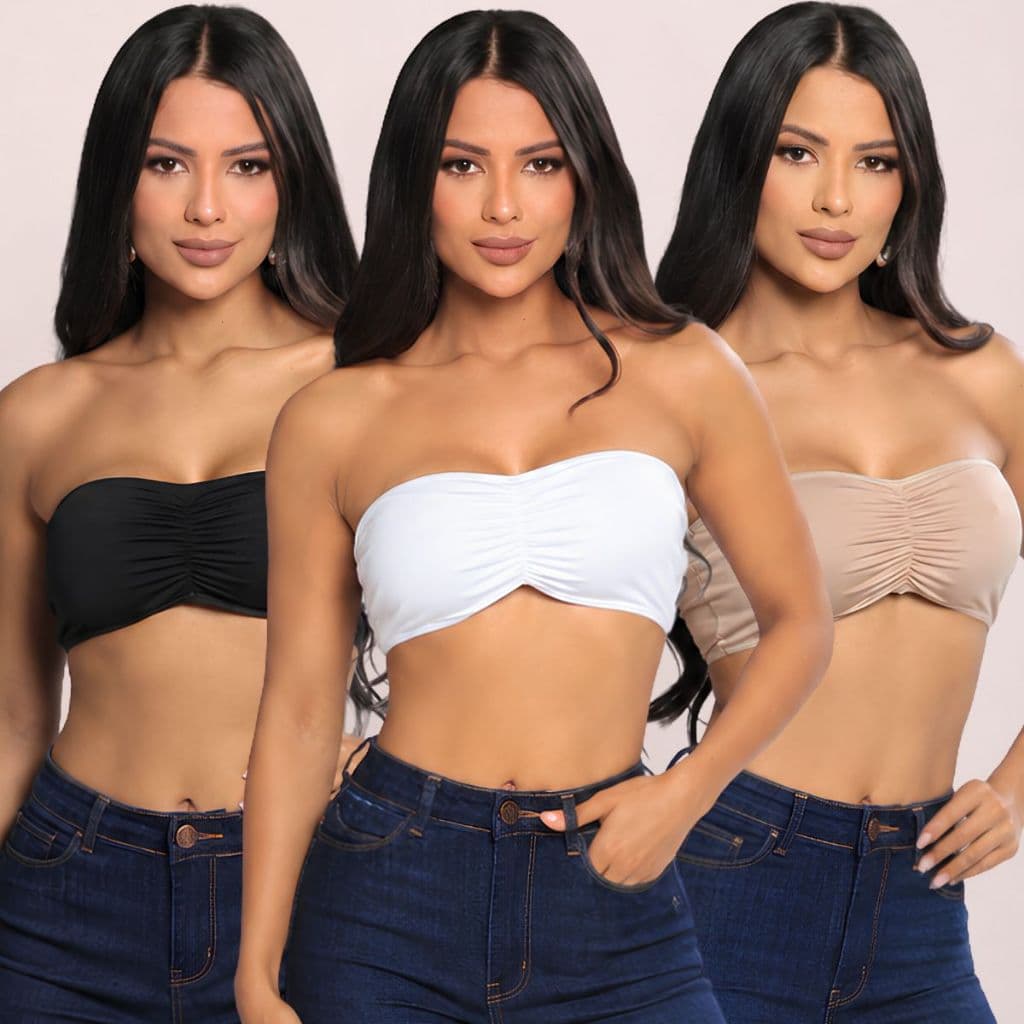 Kits Sutiã Tomara Que Caia Sem Bojo Sem Costura Top Feminino Confortável Academia Treino