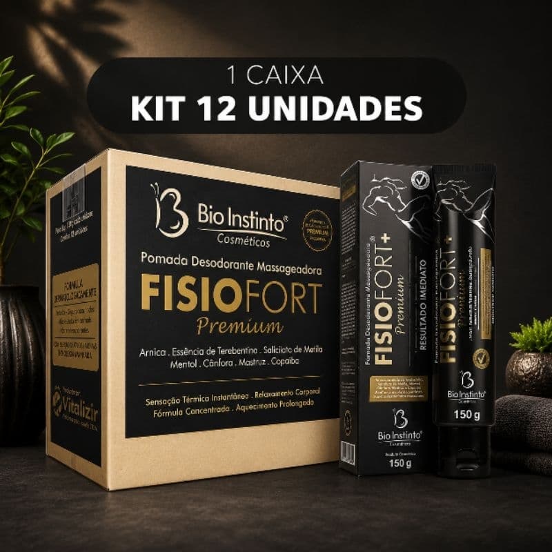 Kit 12 Pomada Massageadora Fisiofort Premium 150g Bio Instinto