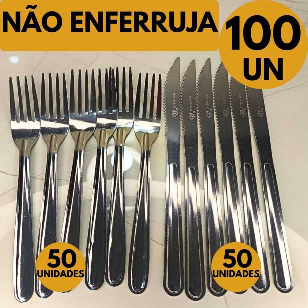 Jogo de Talher 100/90/80/70 Peças Inox Facas Garfos Alta Qualidade Refeições Cozinha Restaurante Bar