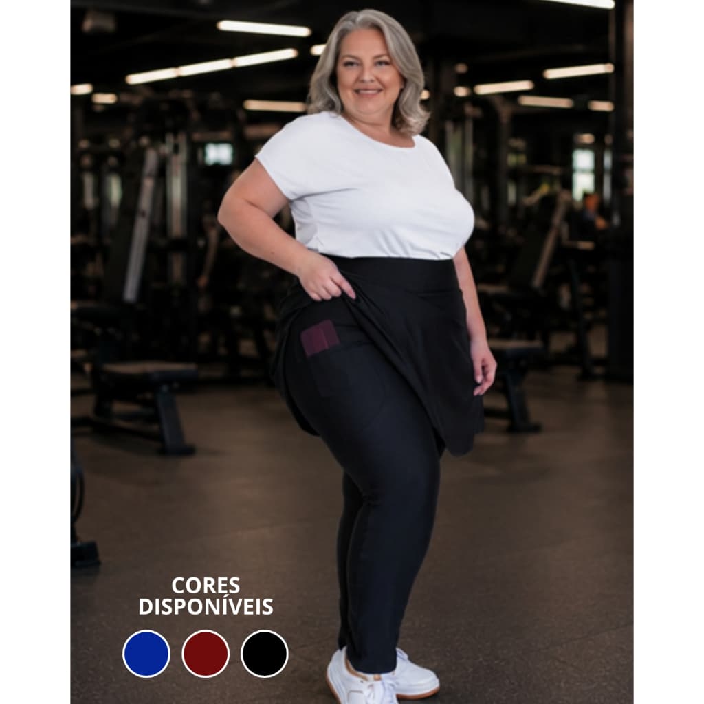 Calça Saia Plus Size Fitness Feminina Suplex Premium Evangélica Academia G1 G2