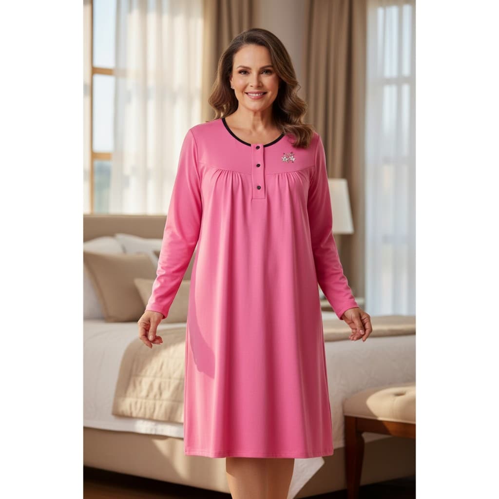 Camisola Flanelada Senhora Botoes Frente Manga Longa Inverno