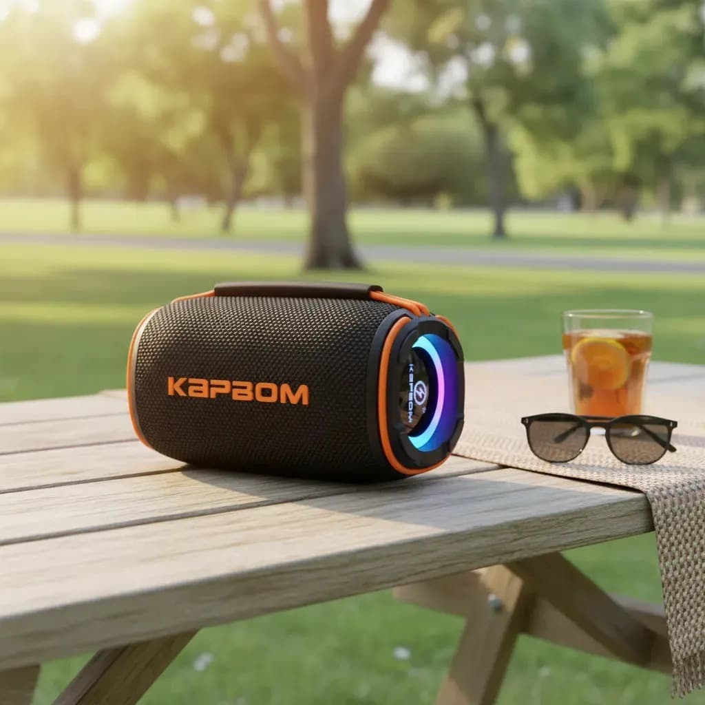 Caixa De Som Bluetooth Portátil À Prova D'agua 30w Kapbom Cor Preto