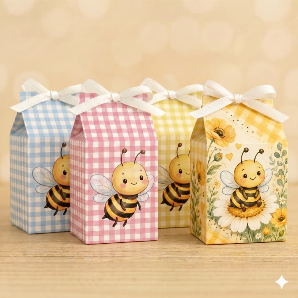 Caixinha Milk Tema abelhinha Festa Infantil Lembrança Para Festa - Pronta Entrega