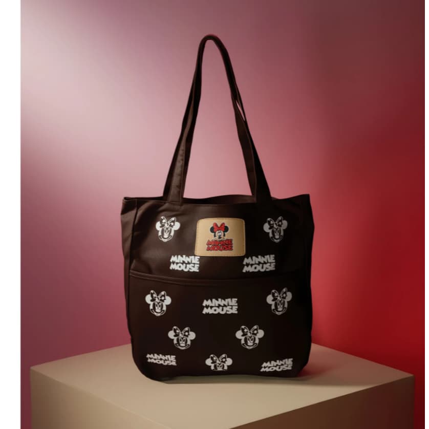 Bolsa Minnie Marrom Casual 2 Compartimentos com Zipper e Alça