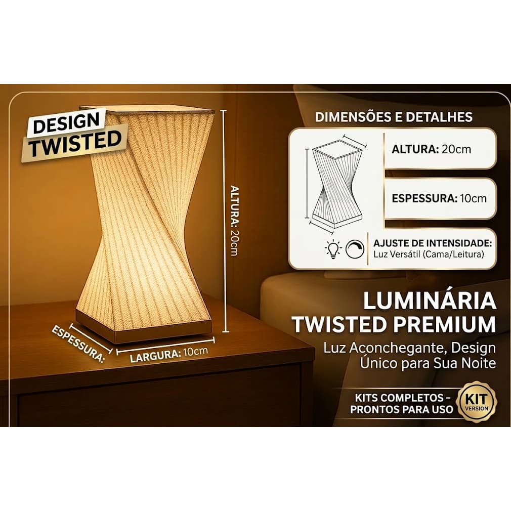 Abajur Luminária De Mesa Quarto Sala Articulada Twisted Design Envio Imediato