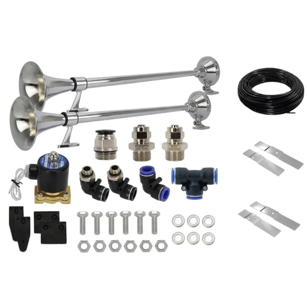 Kit 2 Buzinas Marítima 74 Cm 12/24v C/ Válvula 1/2 Polegada