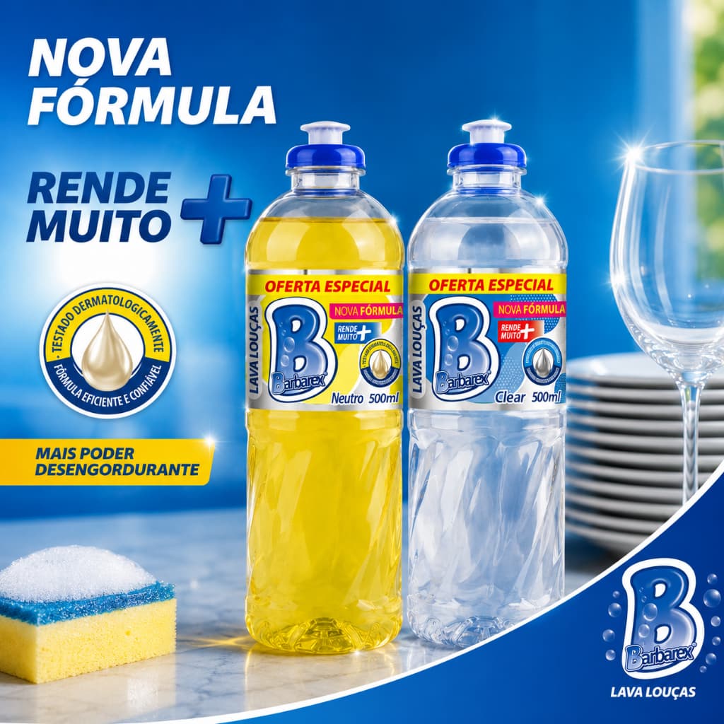 Detergente Lava louça Liquido Neutro 500Ml Limpeza Eficaz Cozinha