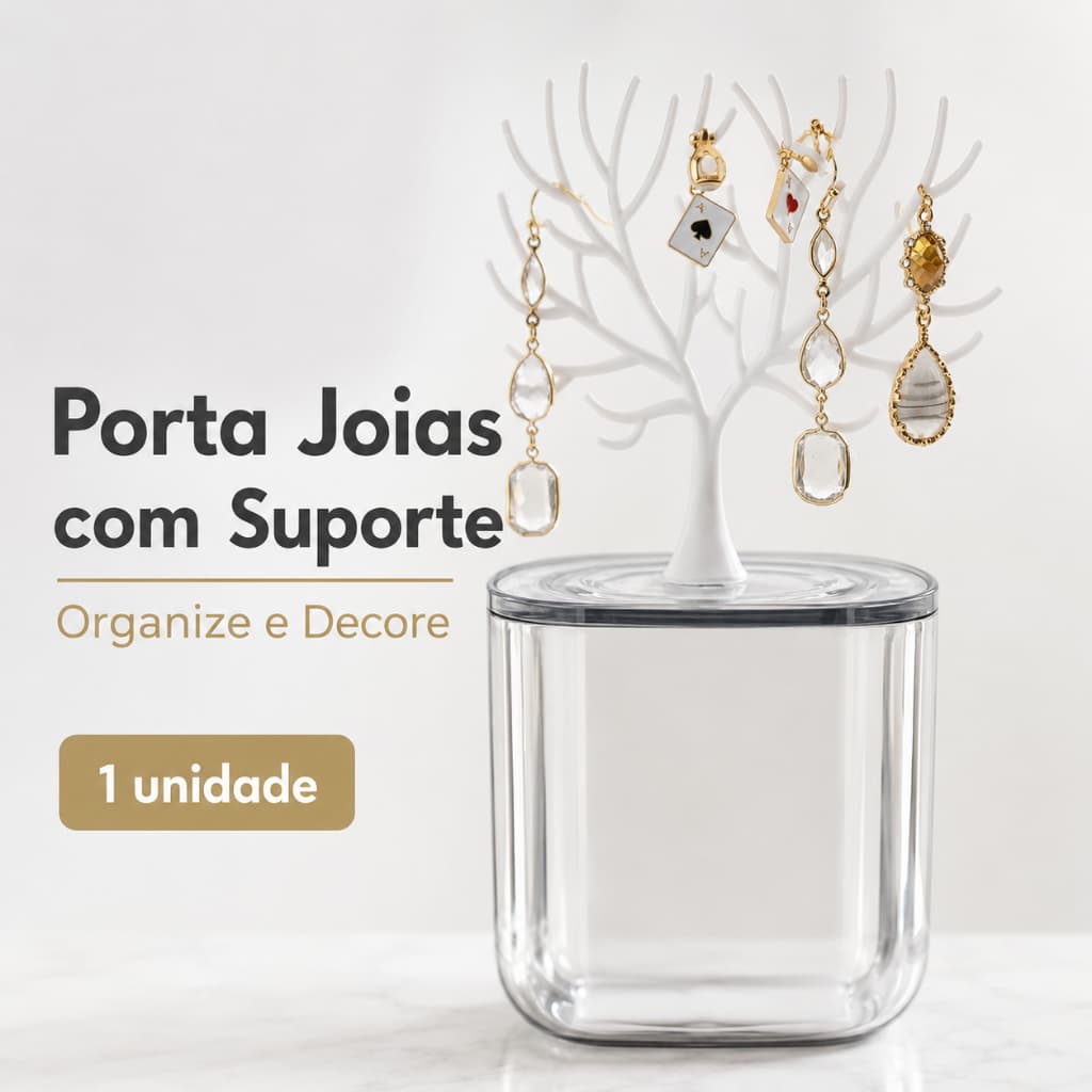 Porta Joias Organizador com Suporte Árvore para Brincos Anéis e Colares Utilidade