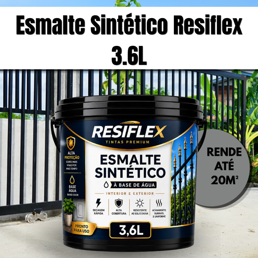 Tinta Esmalte Sintético Resiflex 3,6L Alta Cobertura Acabamento Brilhante e Durável
