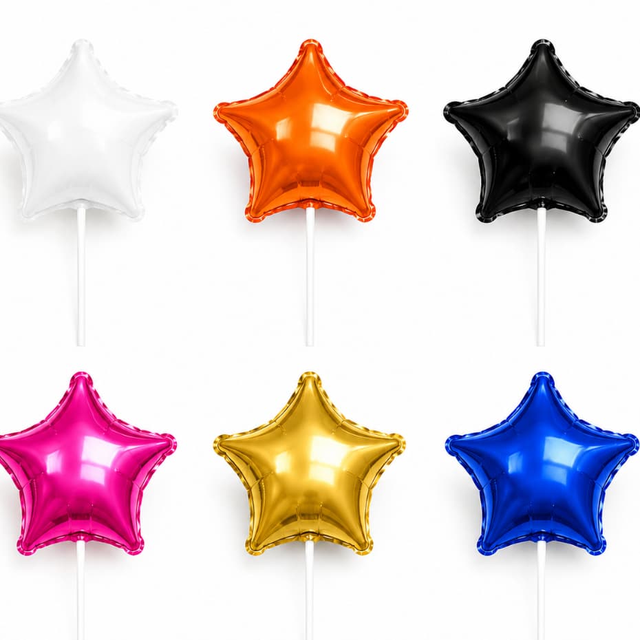 Kit 25 Balões Estrela Metalizado Topo De Bolo 5 Polegadas 12cm Decoração Festa Centro de Mesa