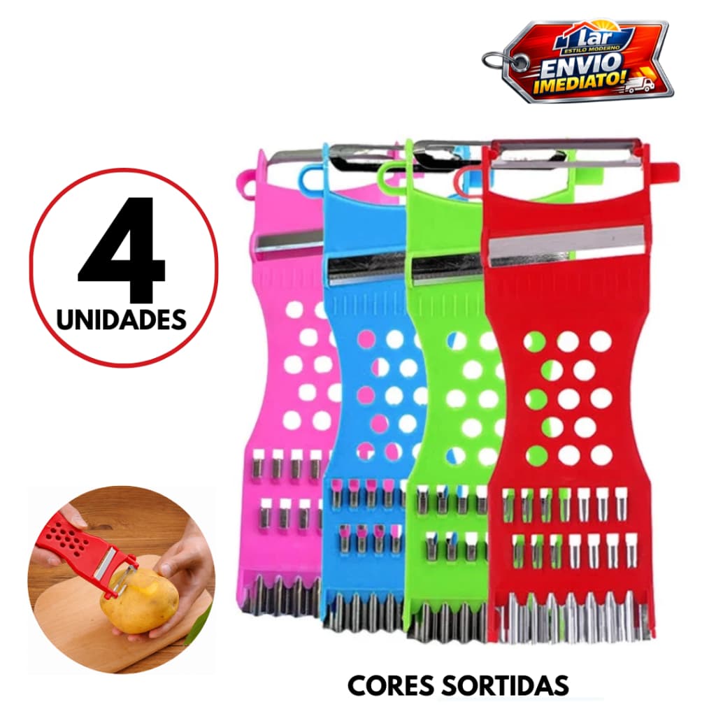 Kit 10/5/4 ou 03 Descascador Ralador Fatiador 5 Em 1 Manual Queijo Legumes Frutas