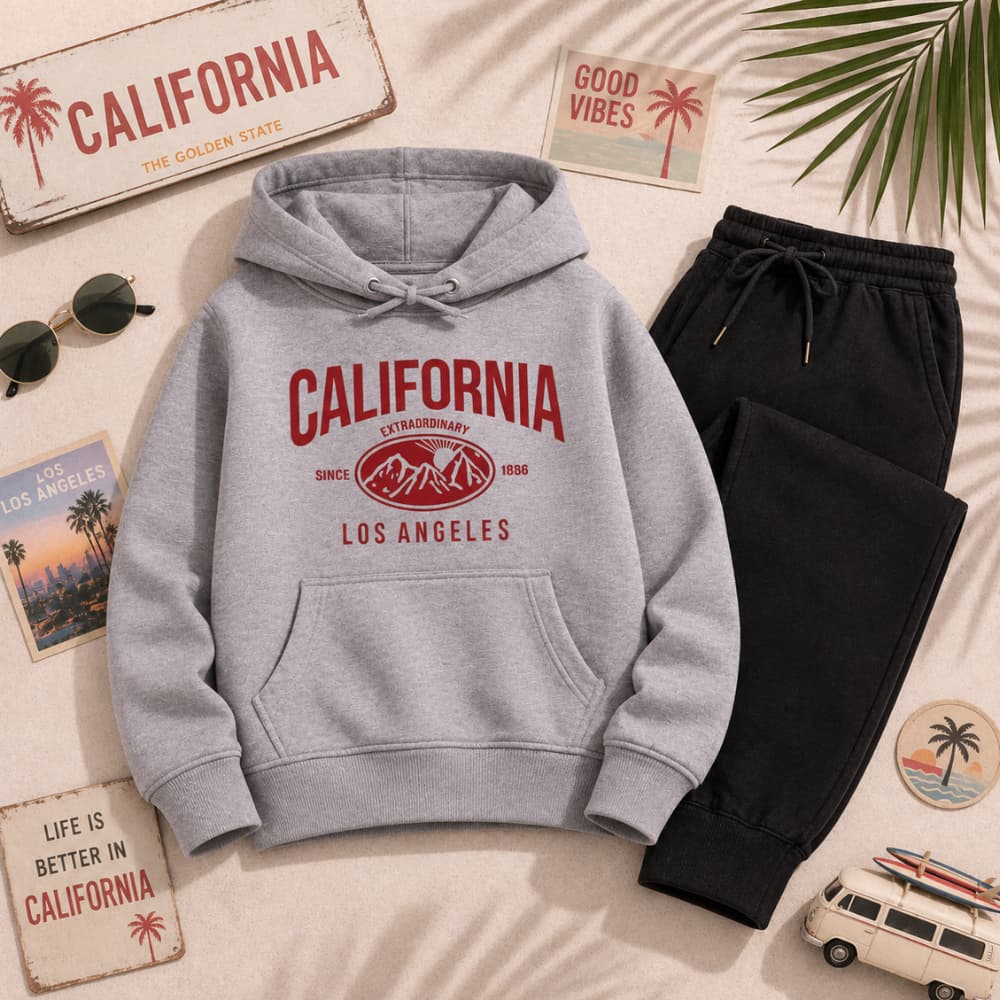 Conjunto Moletom Infantil California Los Angeles Inverno Menino e Menina Varias Cores