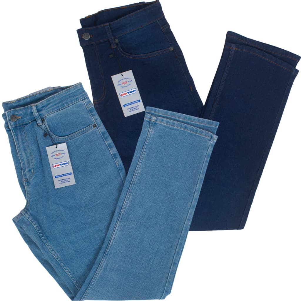 Kit 2 Calças Jeans Masculina USTOP Lycra Reta Elastano Casual Confortável Importada