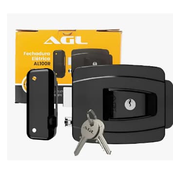 Fechadura Elétrica AGL 12V Reversível AL 100R Para Portão/Porta Social