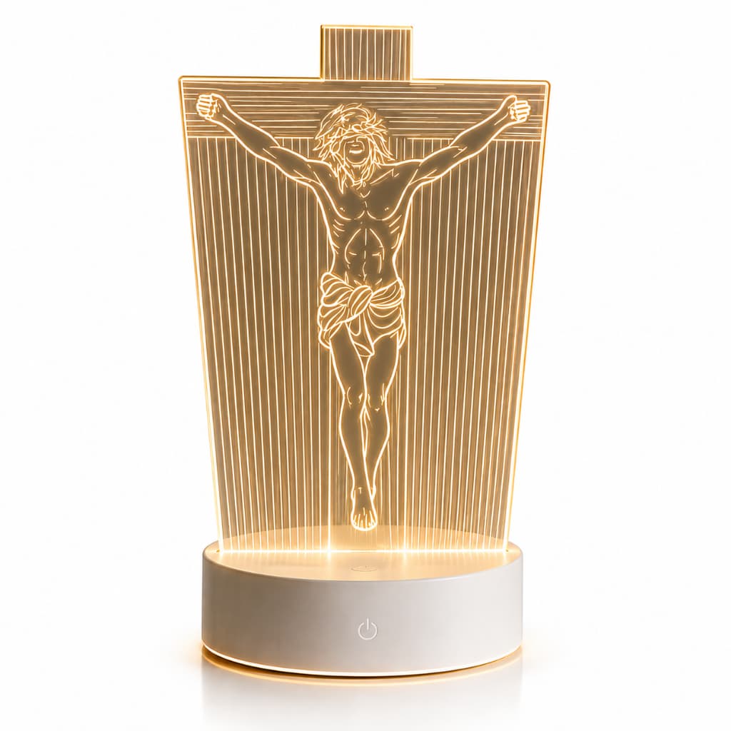 Luminária de Mesa Jesus Cristo Abajur para Sala Quarto Escritório LED USB Bíblia Vintage Cruz