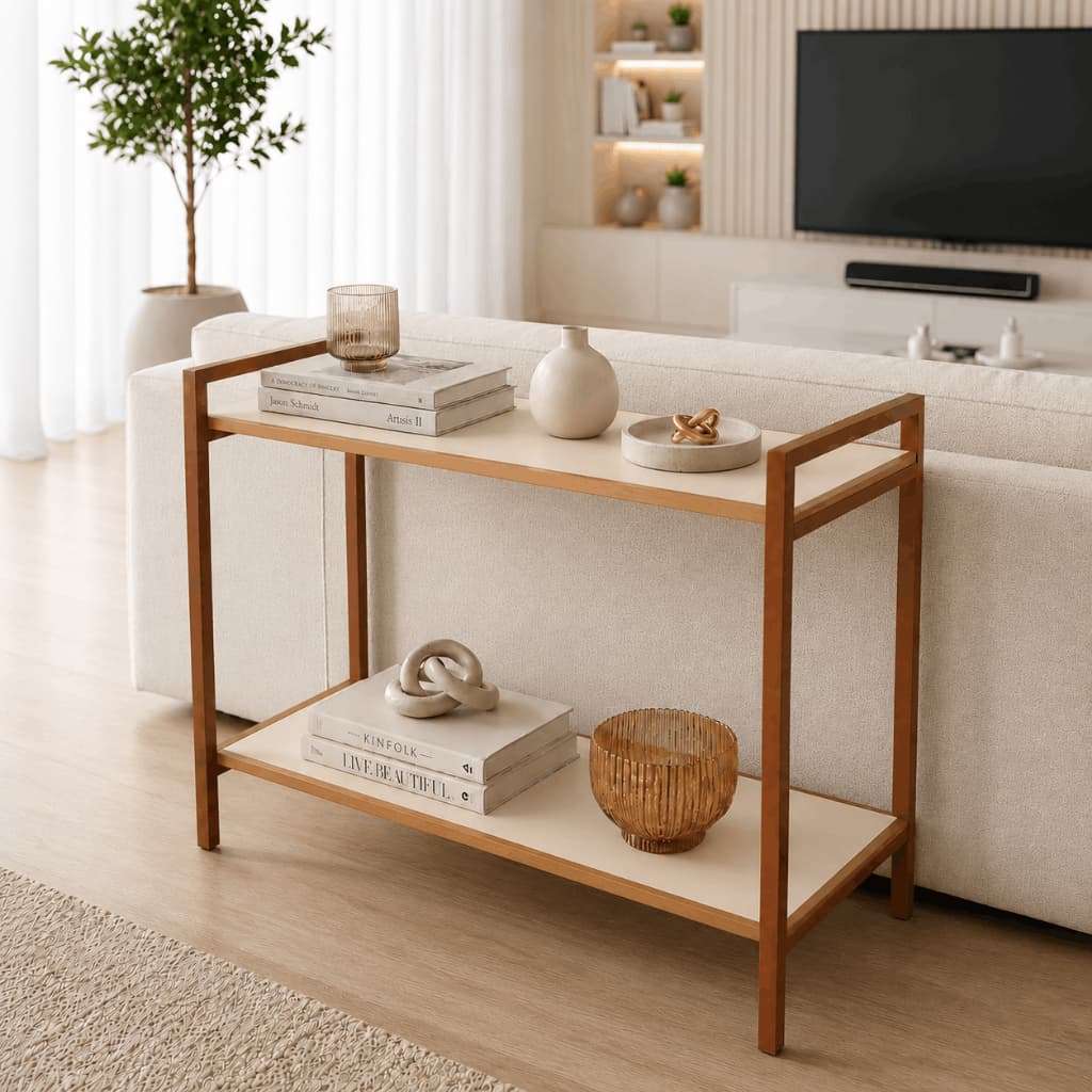 Mesa Aparador Buffet Lateral Centro Cor Cobre Rose Gold Sala Decoração Bar Hall Entrada Decorativa