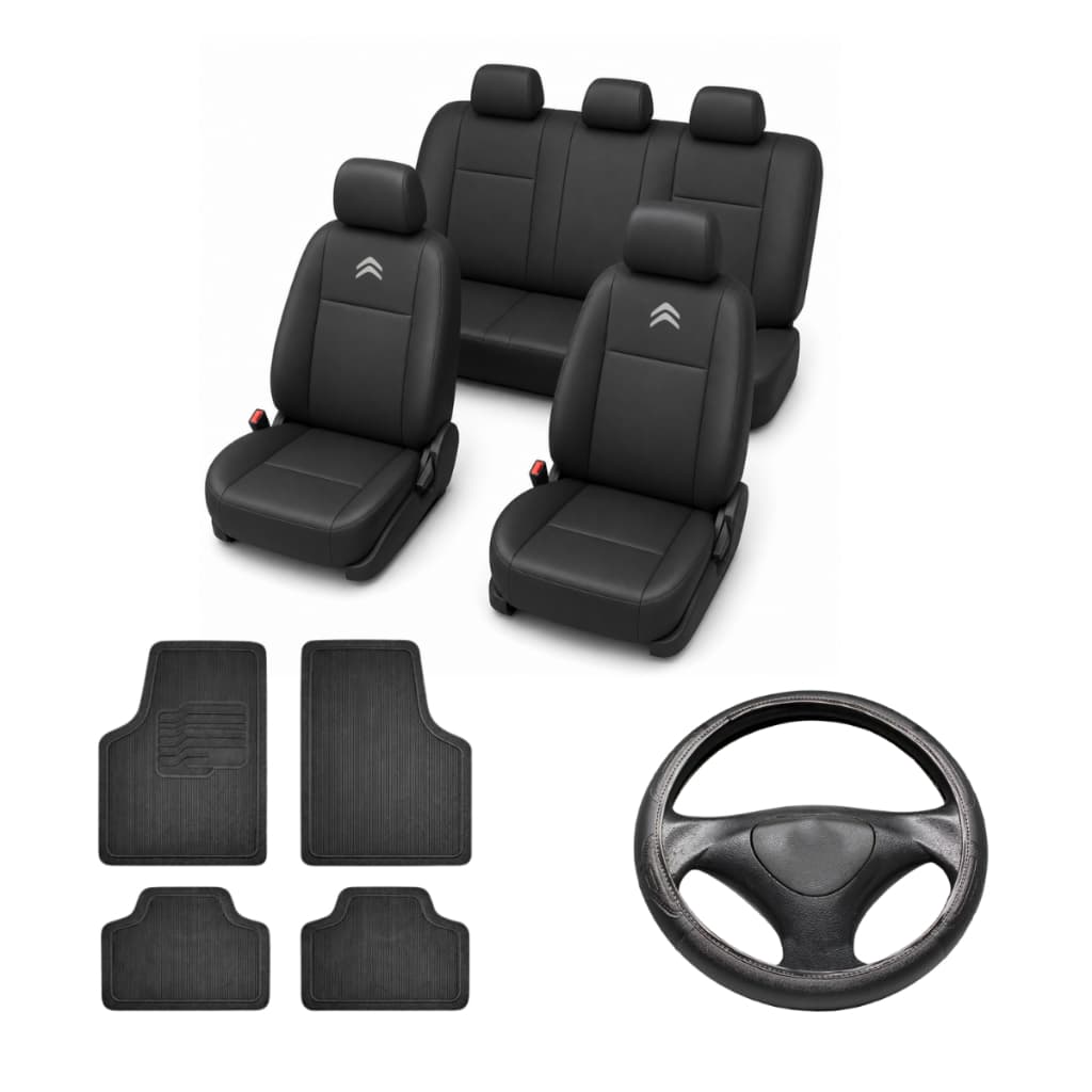 Capa Banco Couro + Tapete + Capa Volante C3, C4 Cactus, C4 Lounge, Aircross, Xsara Picasso, Berlingo, C3 Picasso