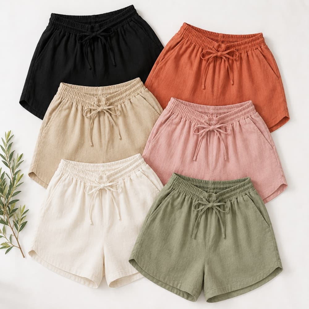 Kit 2 3 4 5 Shorts Feminino Linho Fresco | Práticos, Leves e Ideais para Uso Diário Moda Feminina