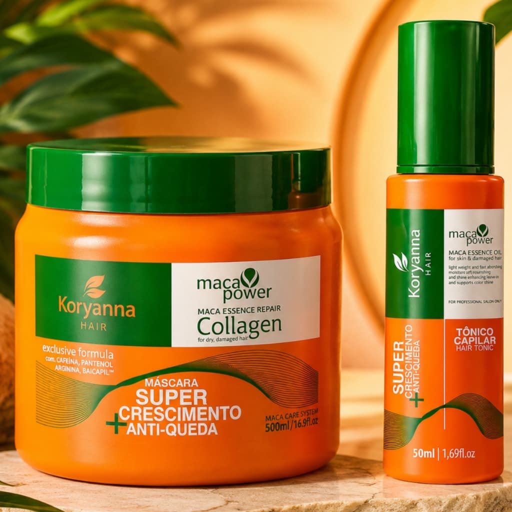 Kit Máscara Capilar Super Crescimento + Tónico Capilar  Anti Queda Cura Fio Hair 500g Crescimento Cabelo Fortalecedor