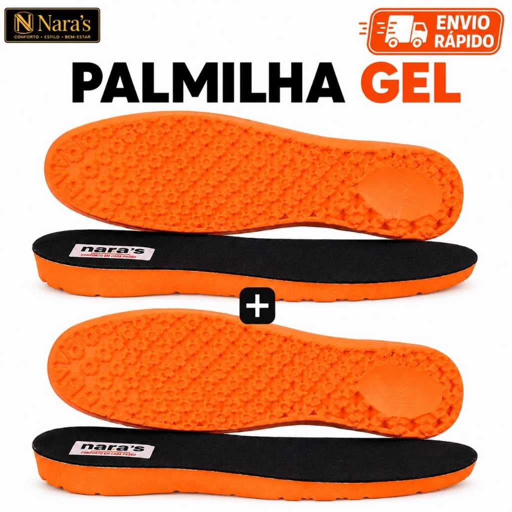 Palmilha Gel Anatômica ortopédica Anti Impacto Nara’s Confortável Unissex Todos tipos de calçados