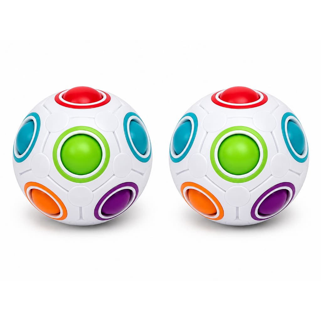 Kit 2x Bola Mágica Cubo Mágico Fidget Toy Antistress Rainbow Ball Quebra-Cabeça