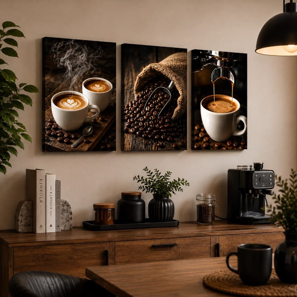 KIT 3 QUADROS DECORATIVOS CAFÉ GOURMET CANTINHO DO CAFÉ AREA GOURMET CAFETERIA RESTAURANTE