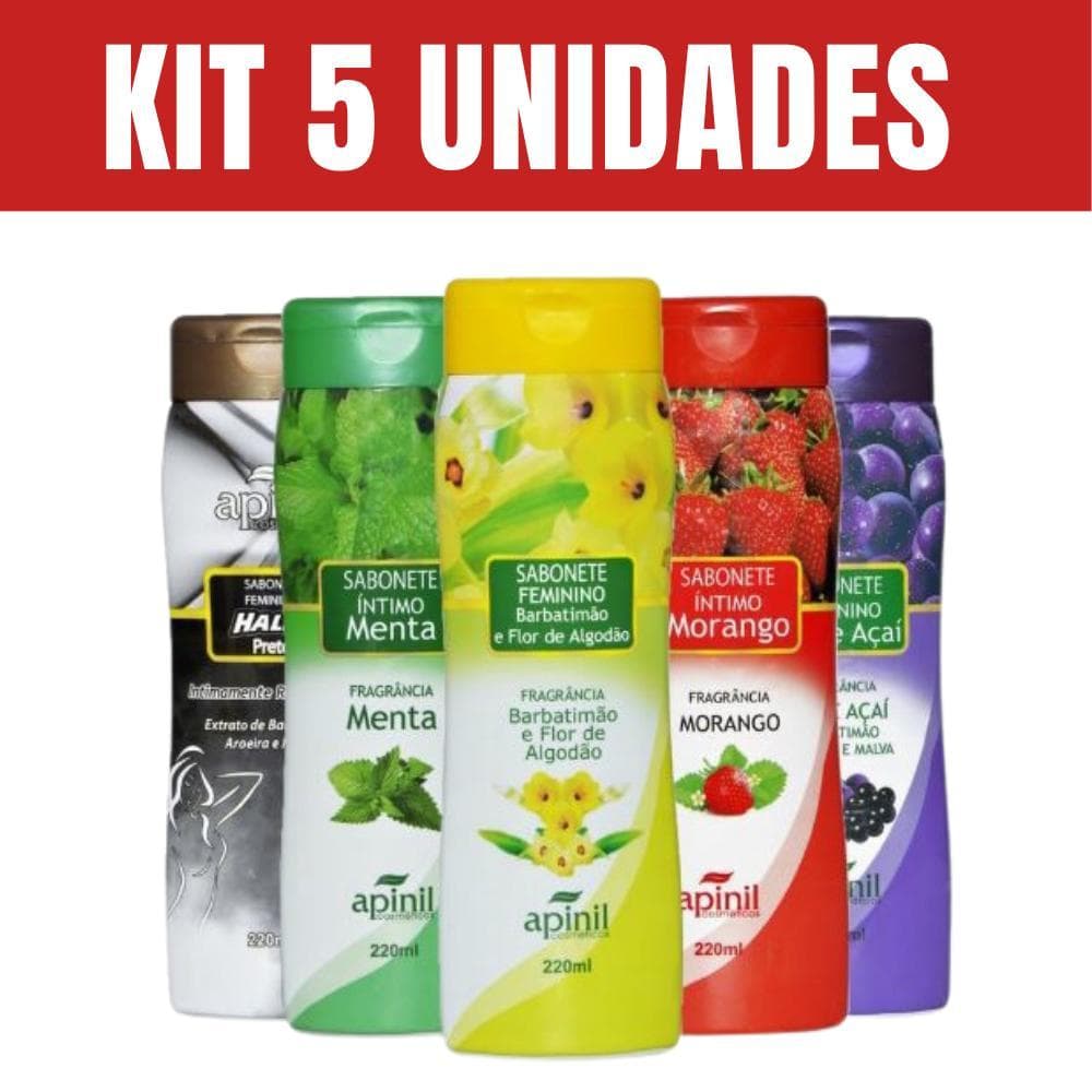 Sabonete Intimo Kit 5 Unidades APINIL 200ml - Fragrâncias SORTIDAS Sex Shop