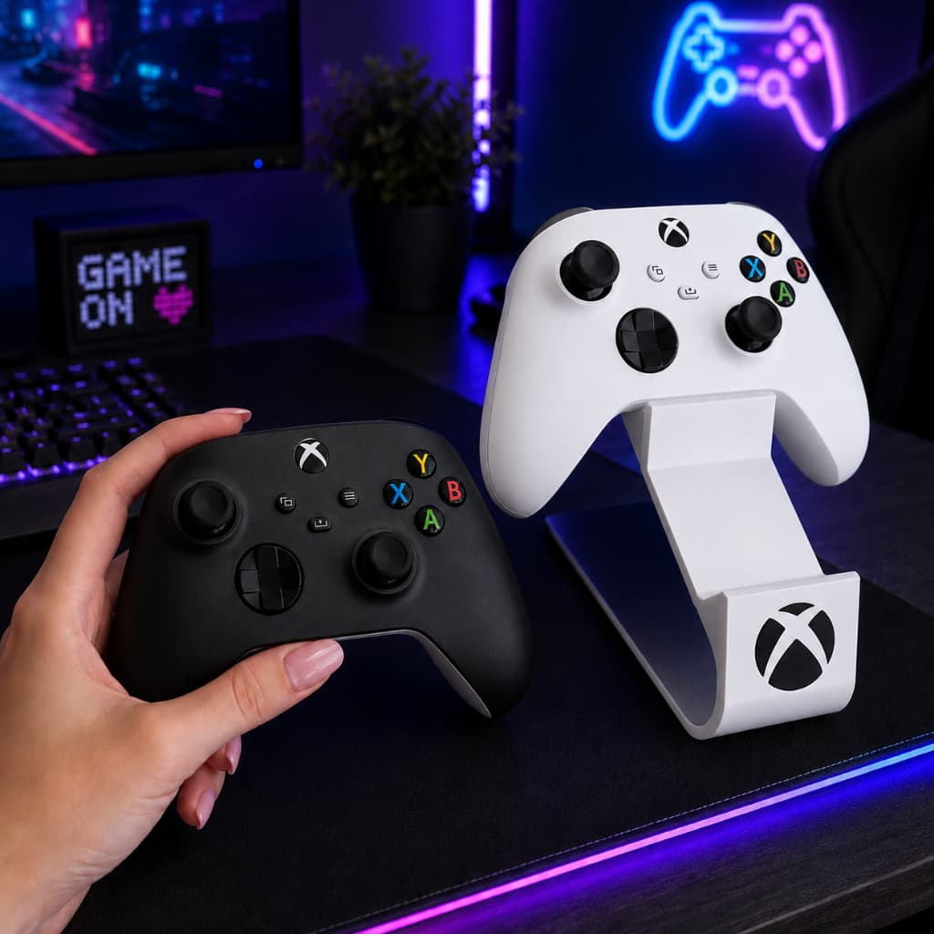 Suporte Duplo Para Controle Xbox One Series S Porta Joystick Gamer de Mesa Organizador Minimalista