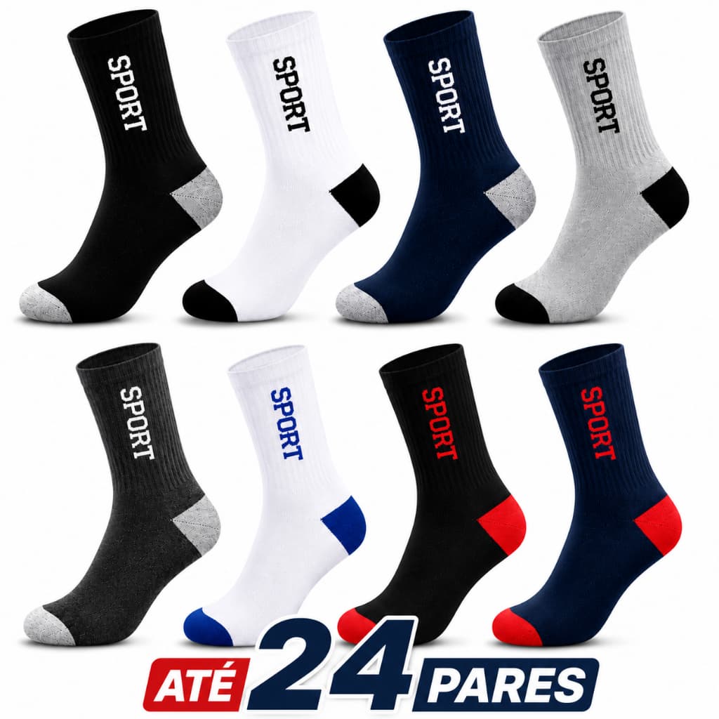 kit até  24 pares de meia cano longo masculino e feminina menor preço direto fabrica