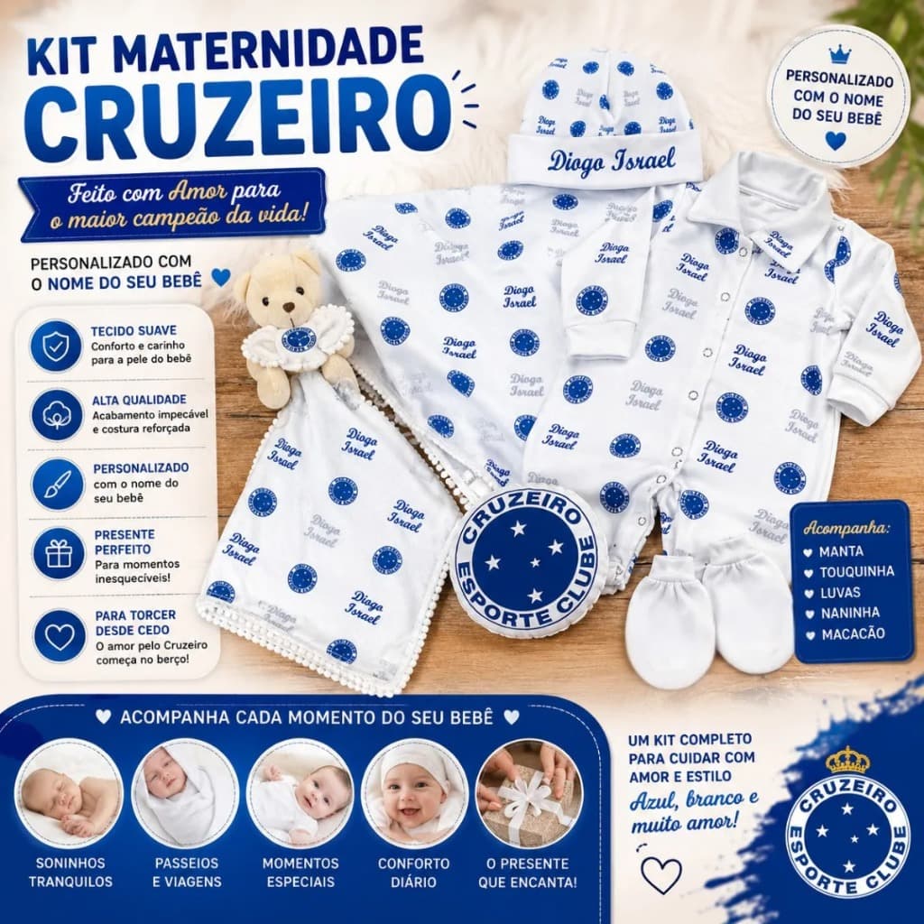 Saída Maternidade Raposa 5 Pçs Envio Rápido - Cruzeiro