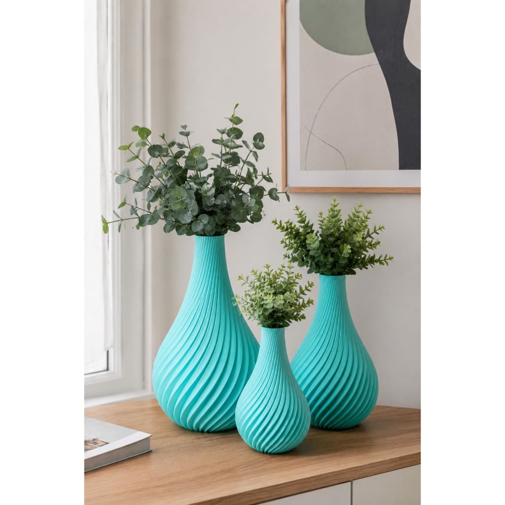 Kit Vaso Decorativo Moderno com Design Espiral Transforme Sua Sala ou Escritório com Elegância