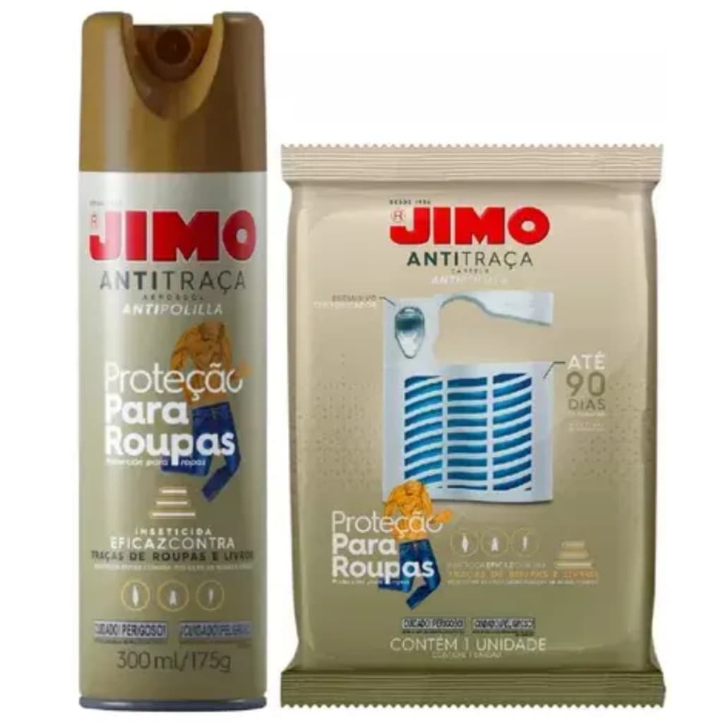 Kit Jimo:Anti Traça Cartela + Jimo Anti Traças Aerosol 300Ml Para Roupas E Livros