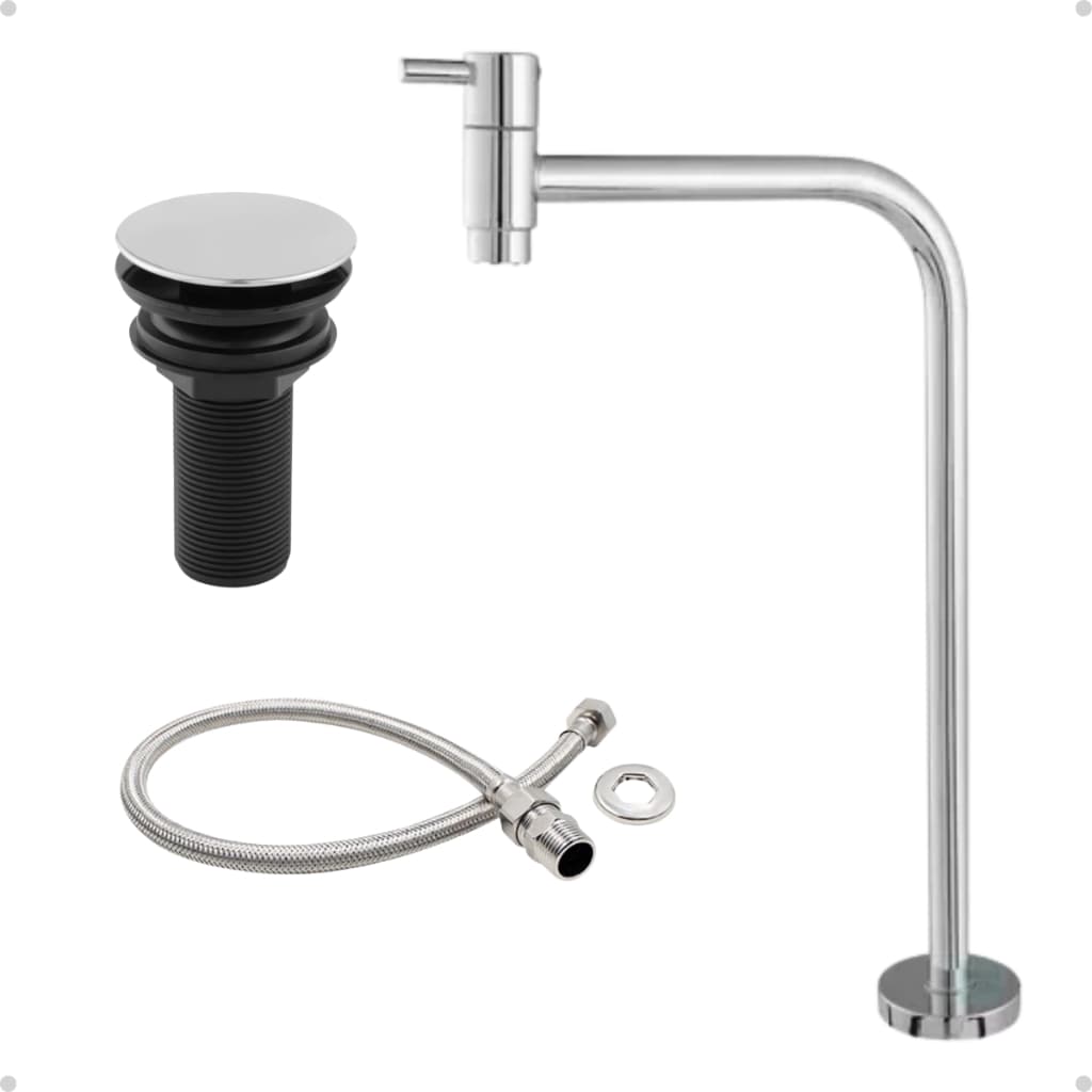 CONJUNTO PARA BANHEIRO- LAVATORIO CROMADO COM 3PÇS