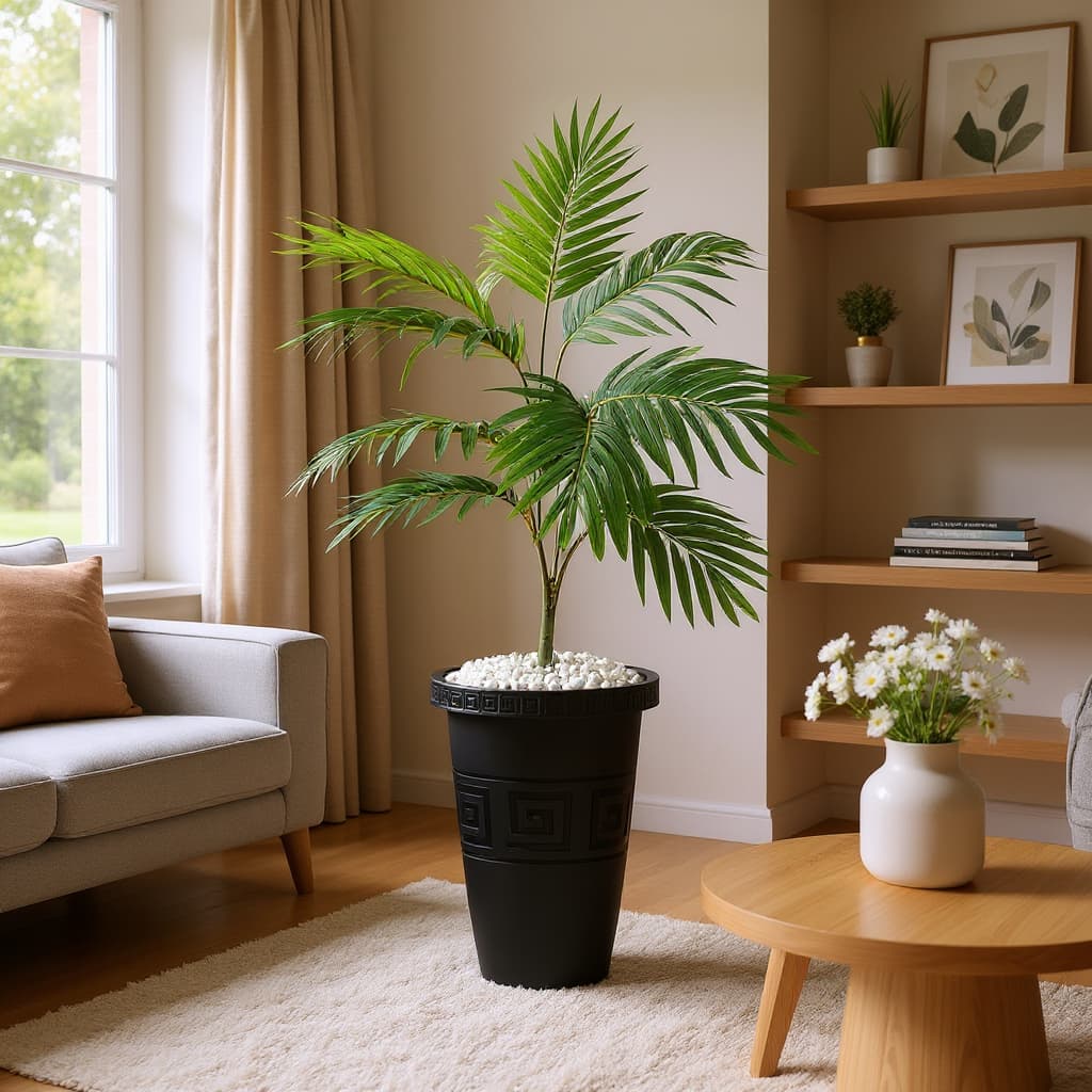 Planta Artificial Com Vaso Palmeira + Vaso Decorativo Enfeite Casa Decoração Sala Quarto Escritório
