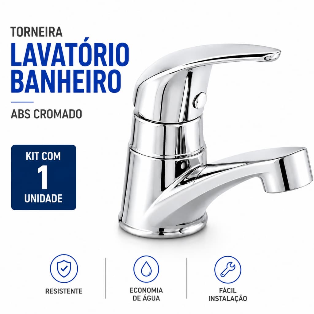 Torneira Lavatório Banheiro Abs Cromada | Torneira para Lavatório Banheiro | 1 UNIDADE