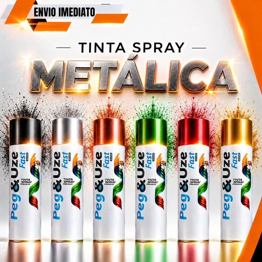 Tinta Spray Uso Geral Metalica 300ML Artesanato, Madeira e Metal Dourada, Aluminio, Diversas cores