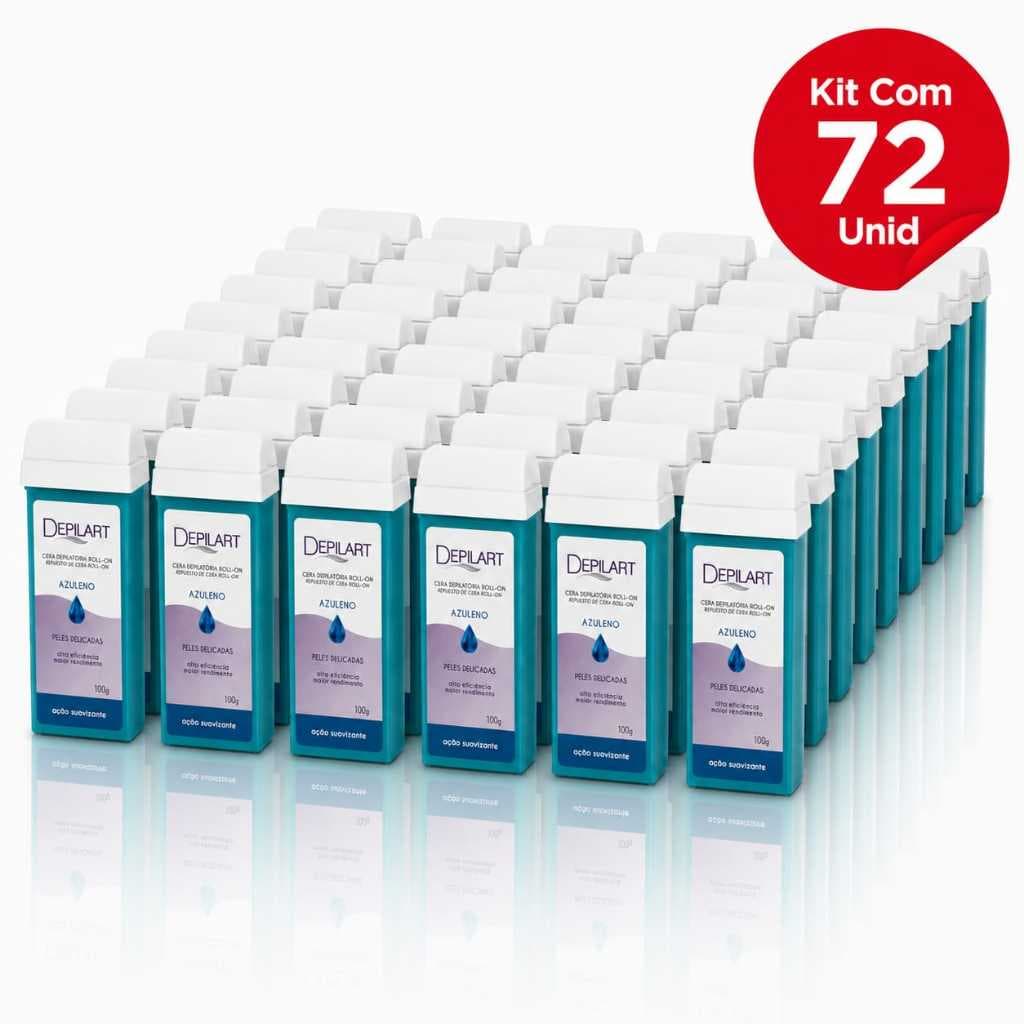 Kit 72un Cera Roll-on Depilart Azuleno 100g – Depilação Fácil, Rápida e Eficiente