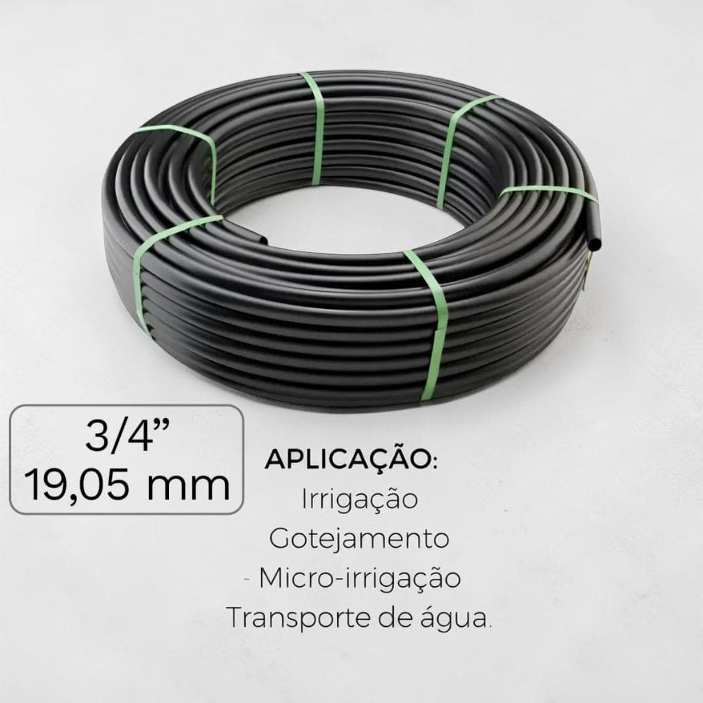 Mangueira Preta Tubo P/ irrigação Plástica 3/4 100m Reforçada Promoção.