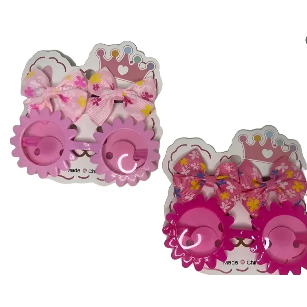 Kit 2 Itens Infantil Óculos de Sol + Laço de Cabelo Menina Proteção Acessórios Moda Infantil