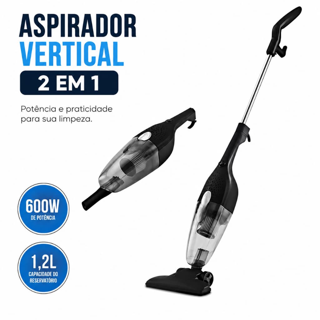 Aspirador Vertical Portátil Multifuncional 110V Limpeza Prática Residencial Automotivo