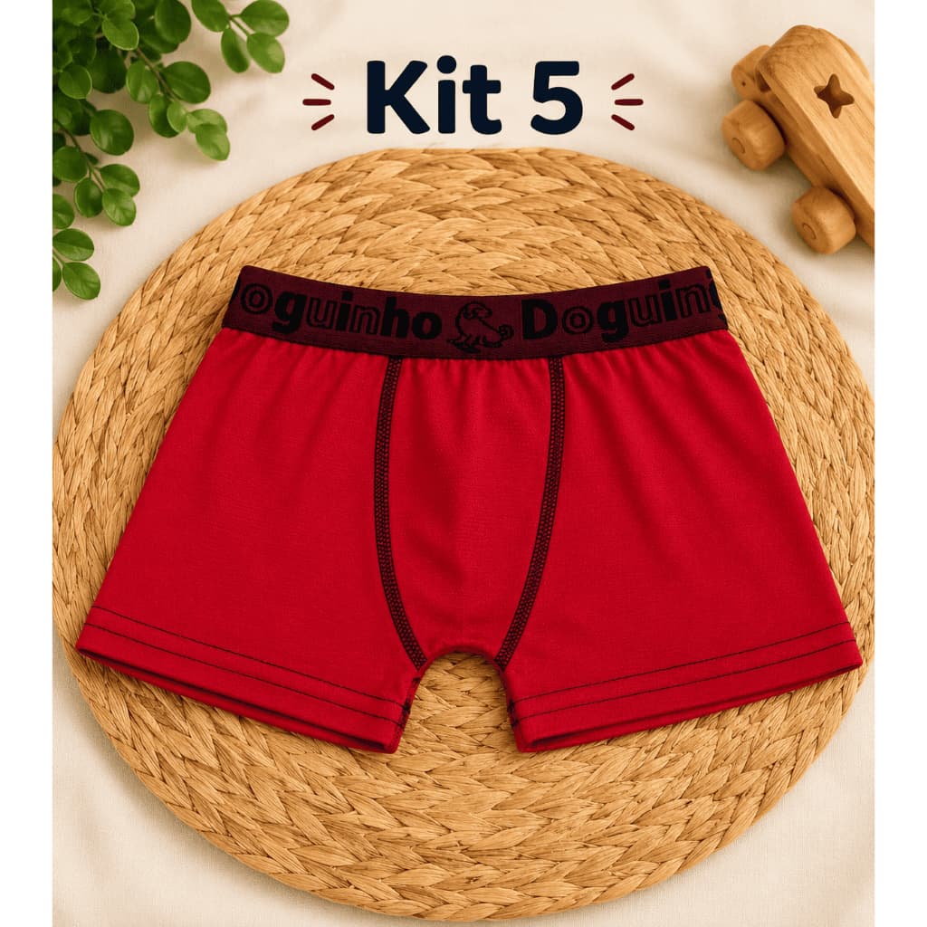 Kit 5 Cueca Boxer Infantil Mirim Doguinho Microfibra Confortável Elástico Personalizado