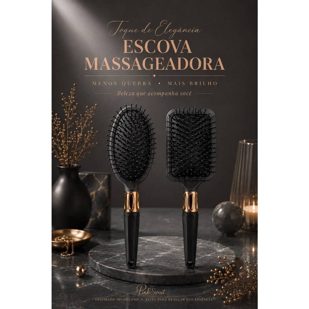 Escova Profissional De Cabelo Com Cerdas Macias 2 Modelo De Escova Na Variaçao Raquete e Oval